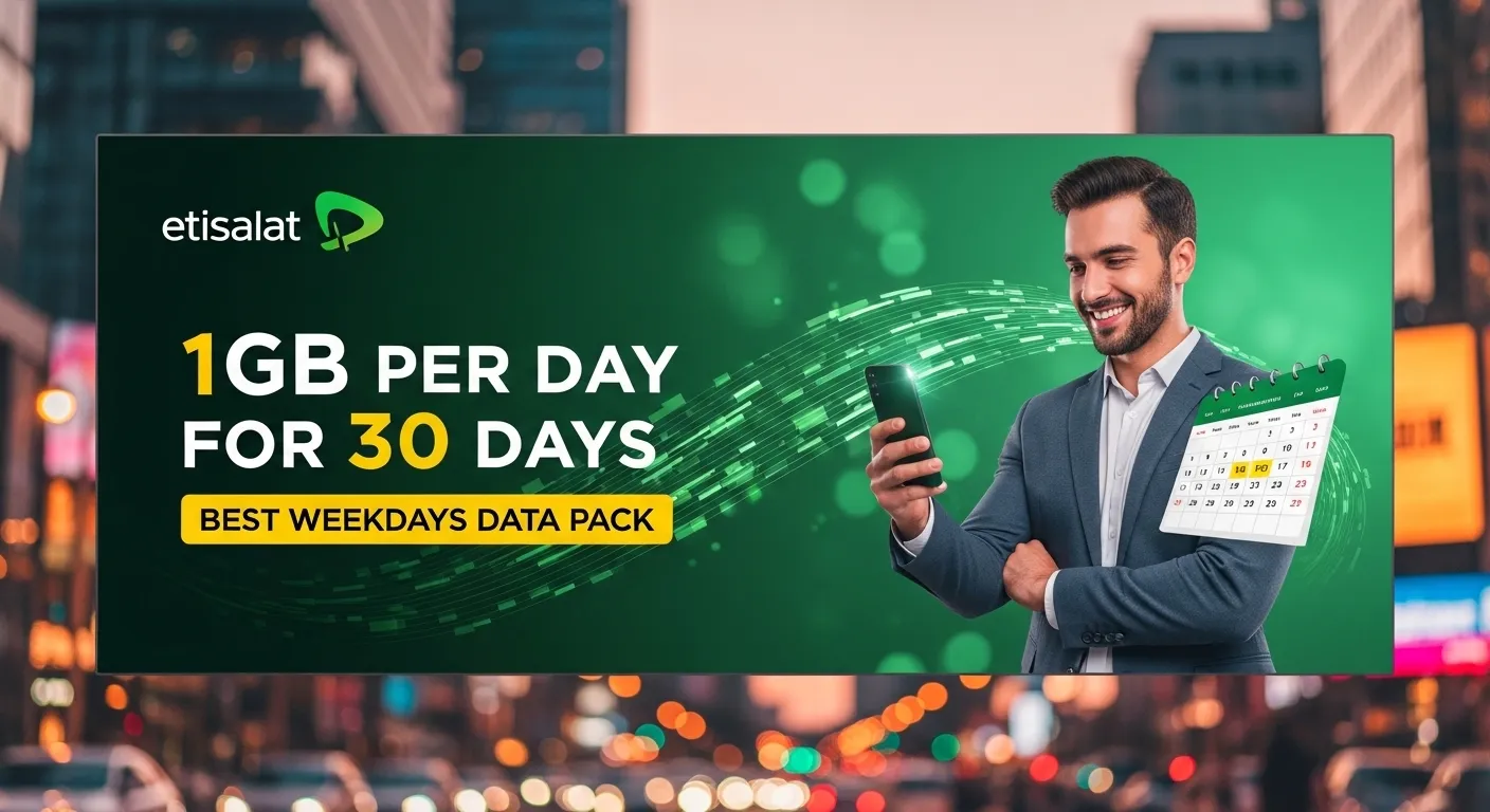 Etisalat 1GB Per Day For 30 Days – Best Weekdays Data Pack
