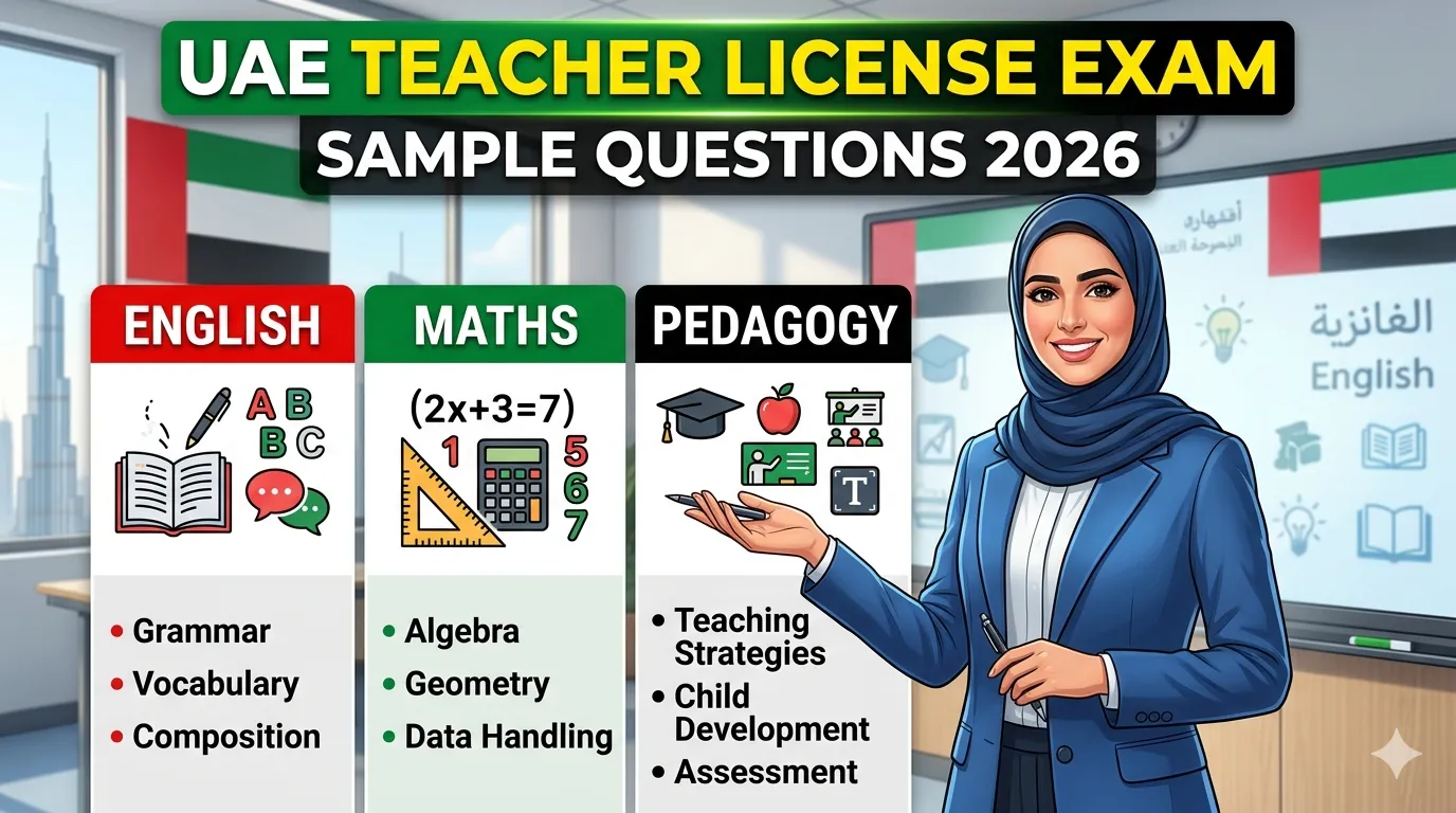 Teacher license uae sample questions ( english, maths , pedagogy )