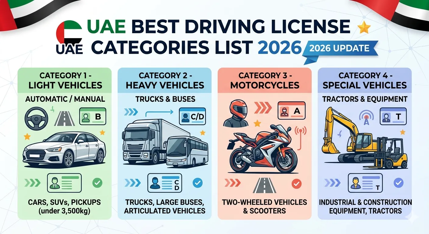 UAE Best Driving License Categories List 2026
