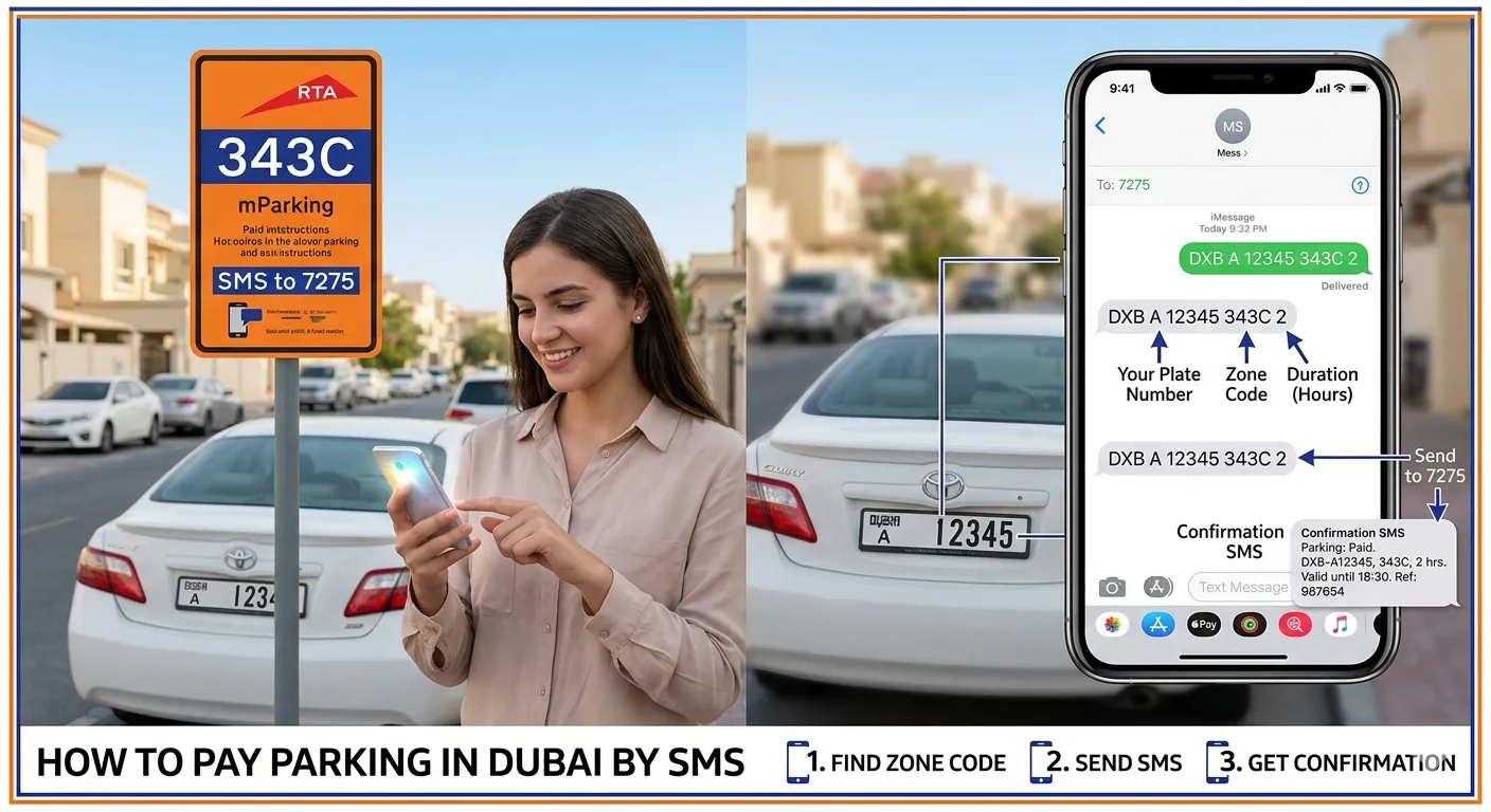 How to Pay Parking in Dubai by SMS