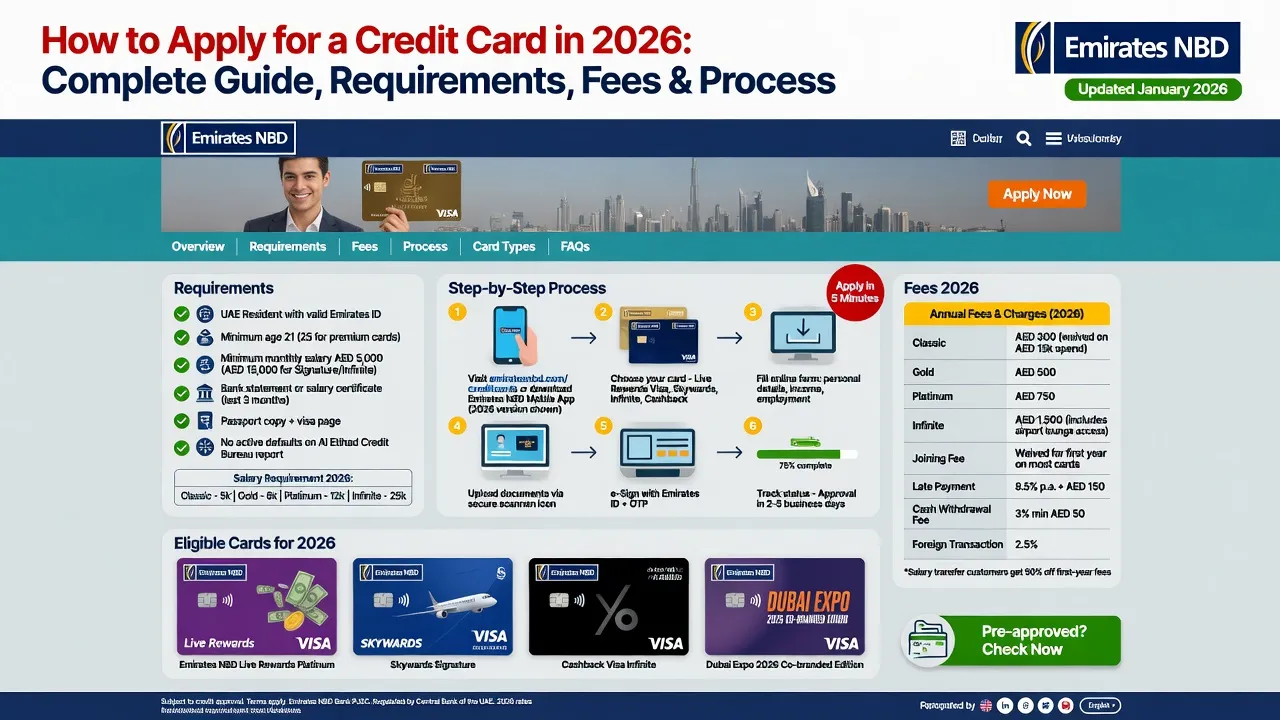 How to Apply Credit Card in Emirates NBD 2026: Complete Guide, Requirements, Fees & Process
