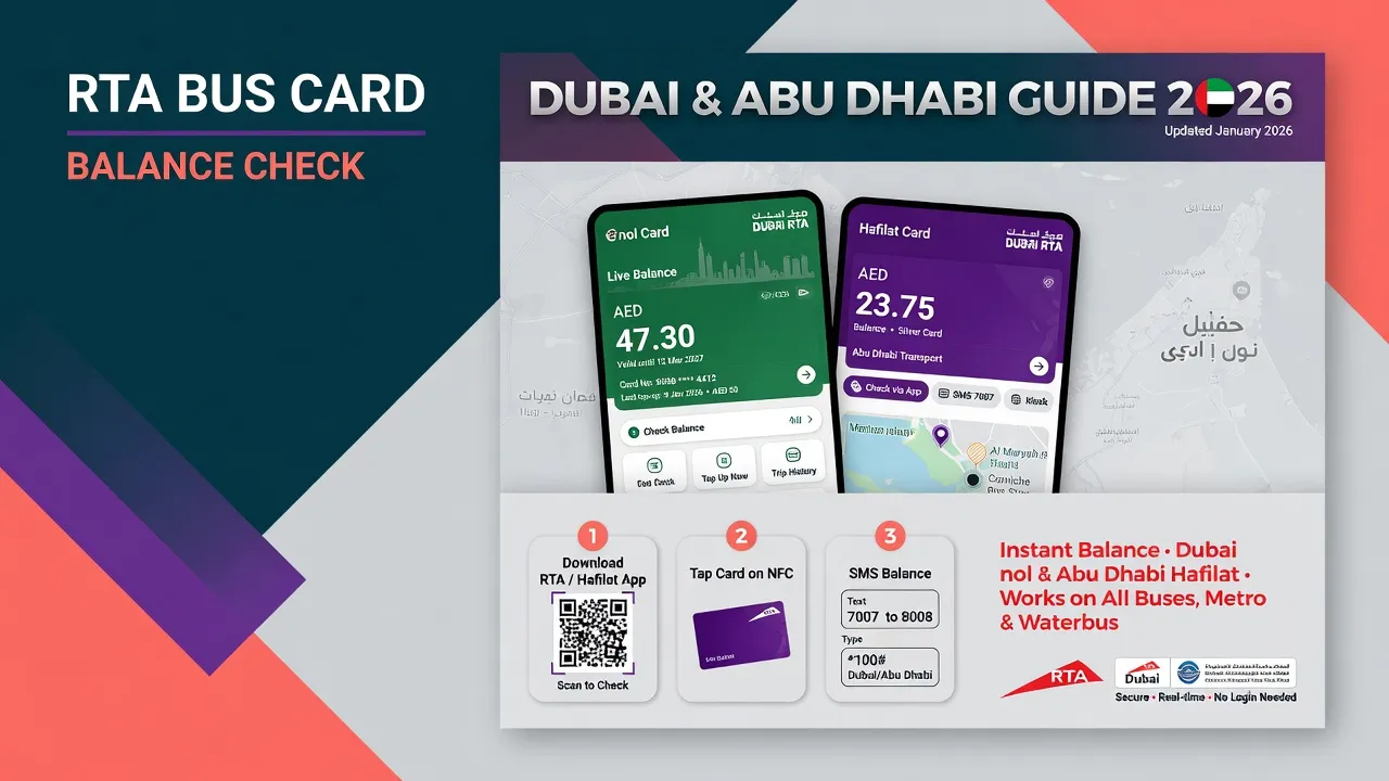 RTA Bus Card Balance Check in UAE (Dubai & Abu Dhabi Guide 2026)