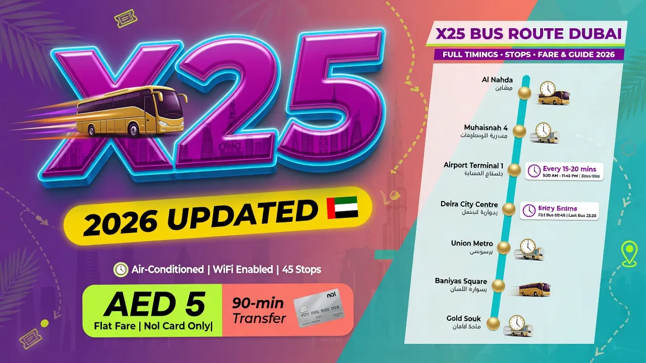X25 Bus Route Dubai (Full Timings, Stops, Fare & Guide 2026)